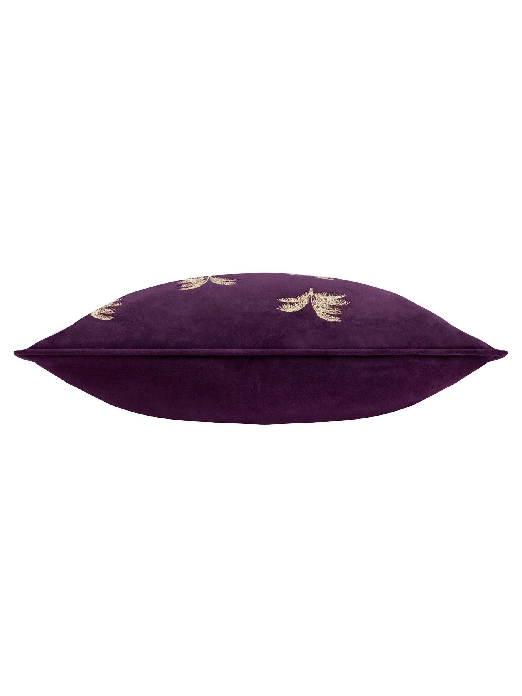 Paoletti Plum Gilded Palms cushion 45cm, imported from the UK