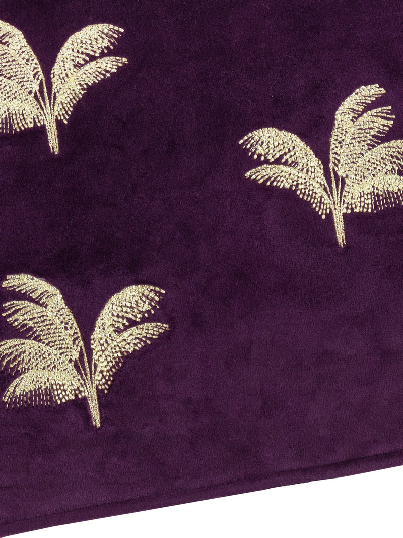 Paoletti Plum Gilded Palms cushion 45cm, imported from the UK
