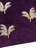 Paoletti Plum Gilded Palms cushion 45cm, imported from the UK