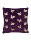 Paoletti Plum Gilded Palms cushion 45cm, imported from the UK