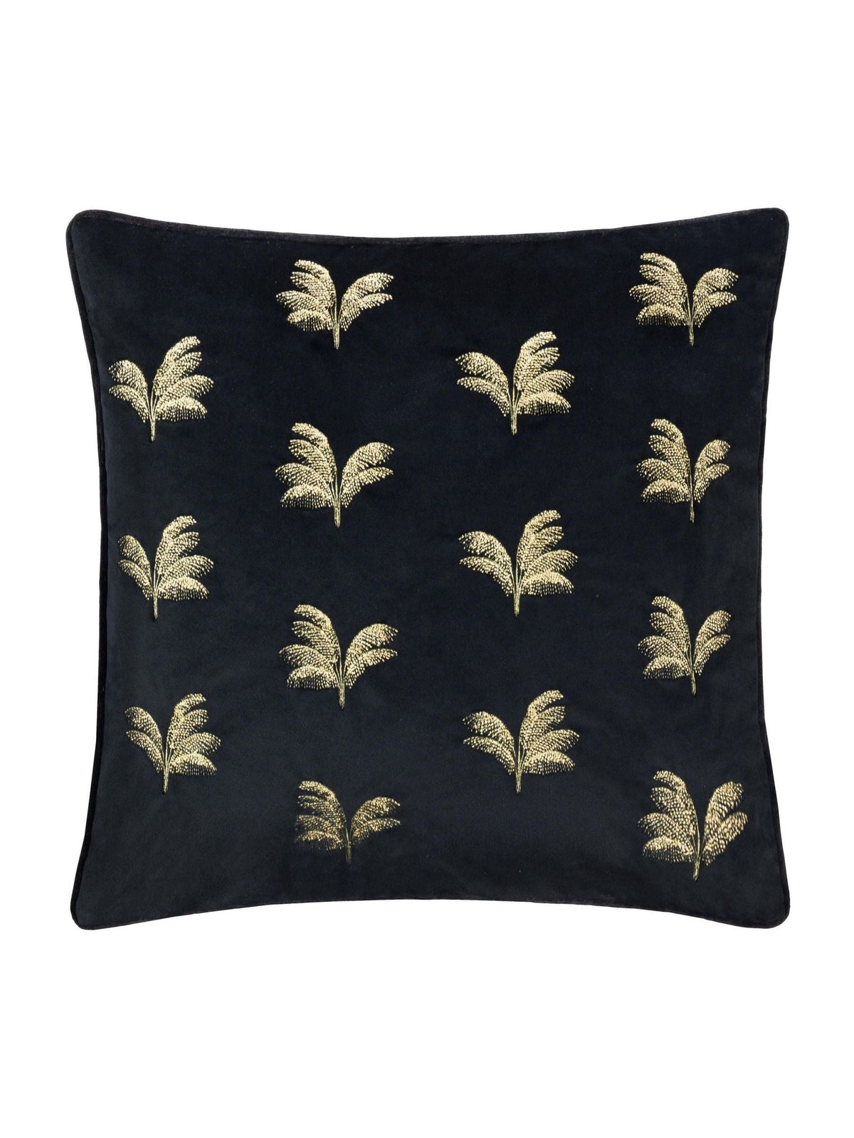 Paoletti black guilded palms cushion velvet metallic embroidery (British brand)