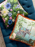 Paoletti Odisha Scene velvet cushion 50cm, imported from the UK
