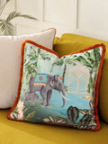 Paoletti Odisha Scene velvet cushion 50cm, imported from the UK