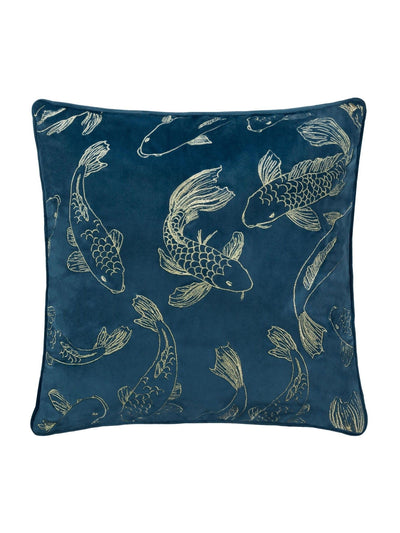 Next Paoletti Navy Koi Pond Velvet Cushion 50cm x 50cm x 8cm- Buy online at McGrocer
