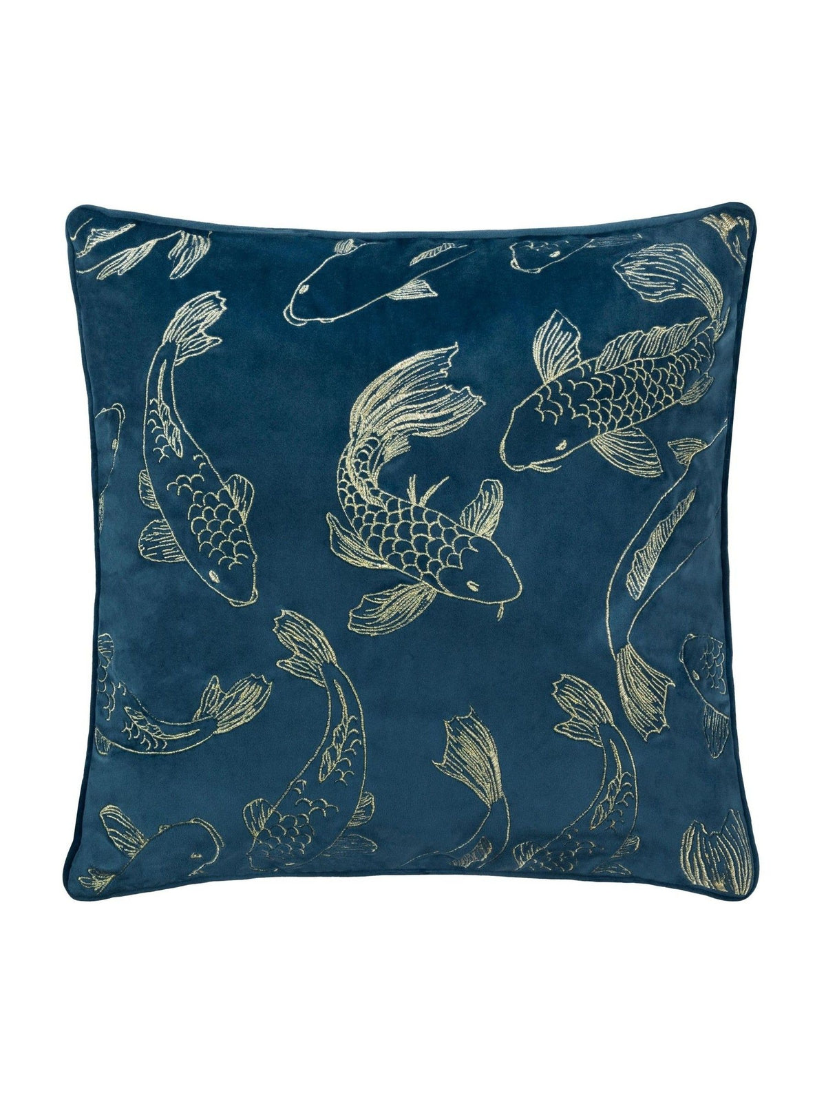 Paoletti navy koi pond velvet cushion, UK version