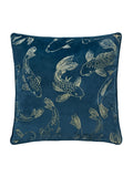 Paoletti navy koi pond velvet cushion, UK version