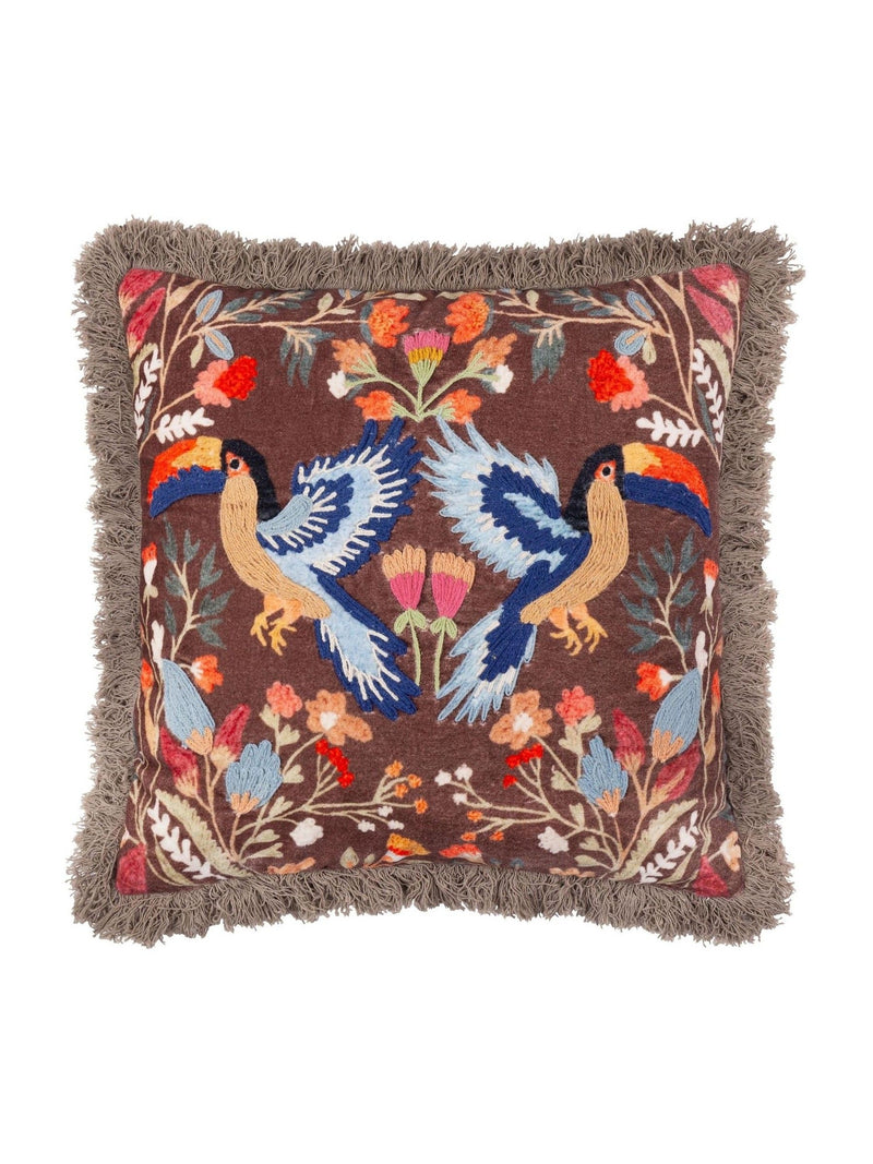 Wylder multicolour mirrored toucan cushion 45cm (British brand)