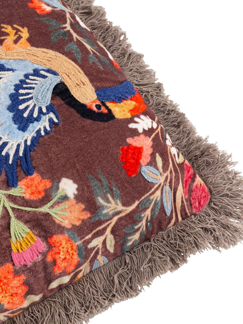 Wylder Multicolour Mirrored Toucan cushion 45cm, imported from the UK