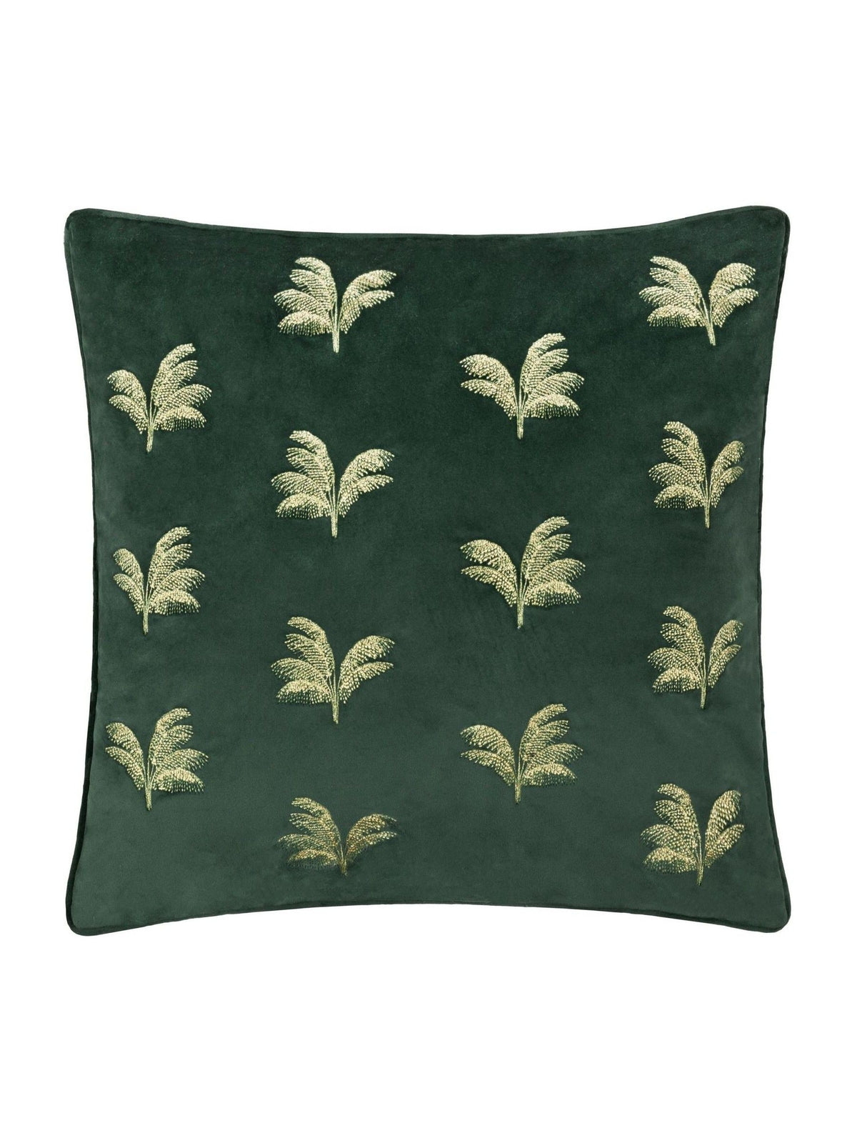 Paoletti emerald Gilded Palms cushion 45cm, imported from the UK