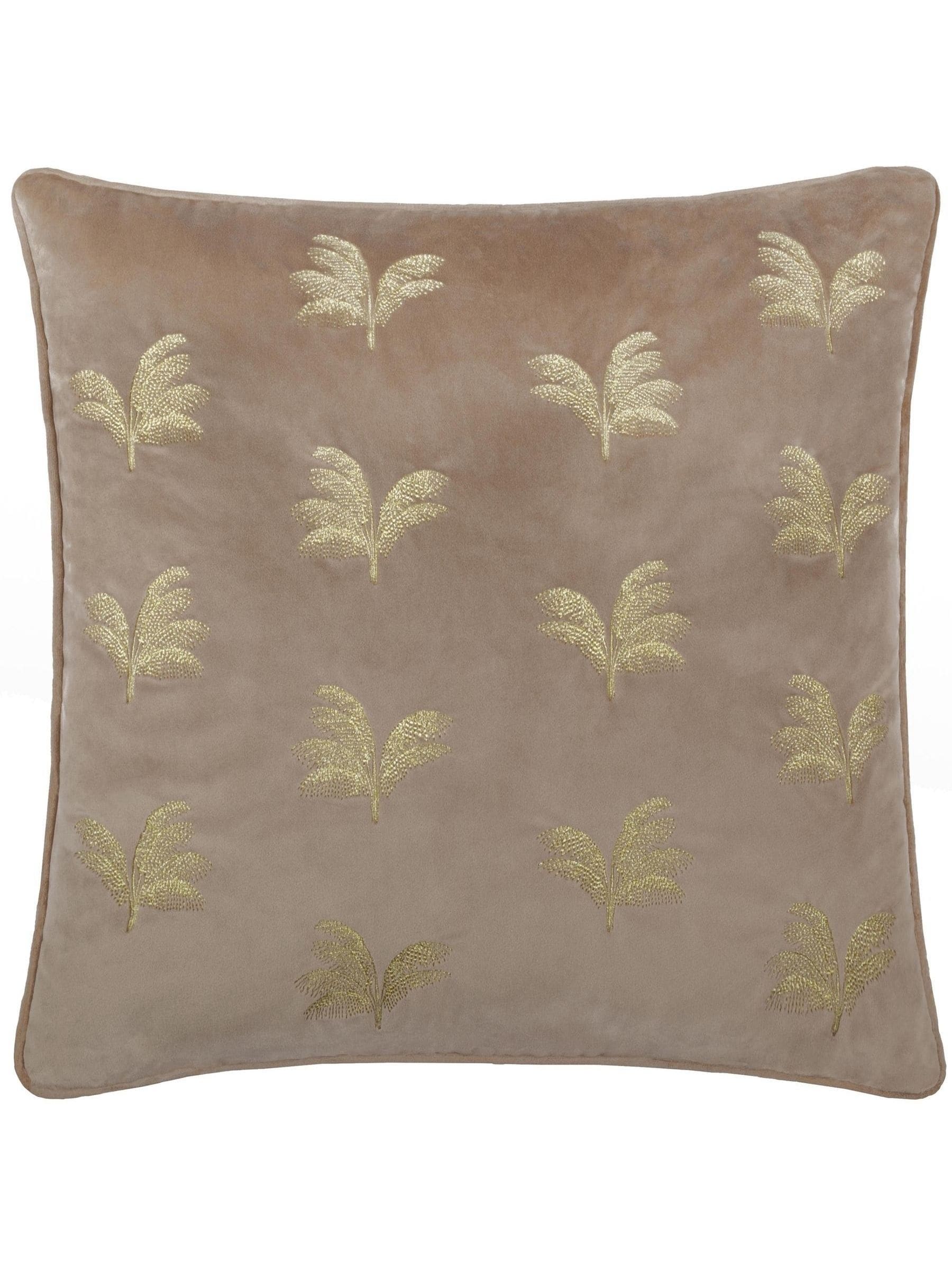Paoletti Mink Guilded Palms cushion 45cm, UK version
