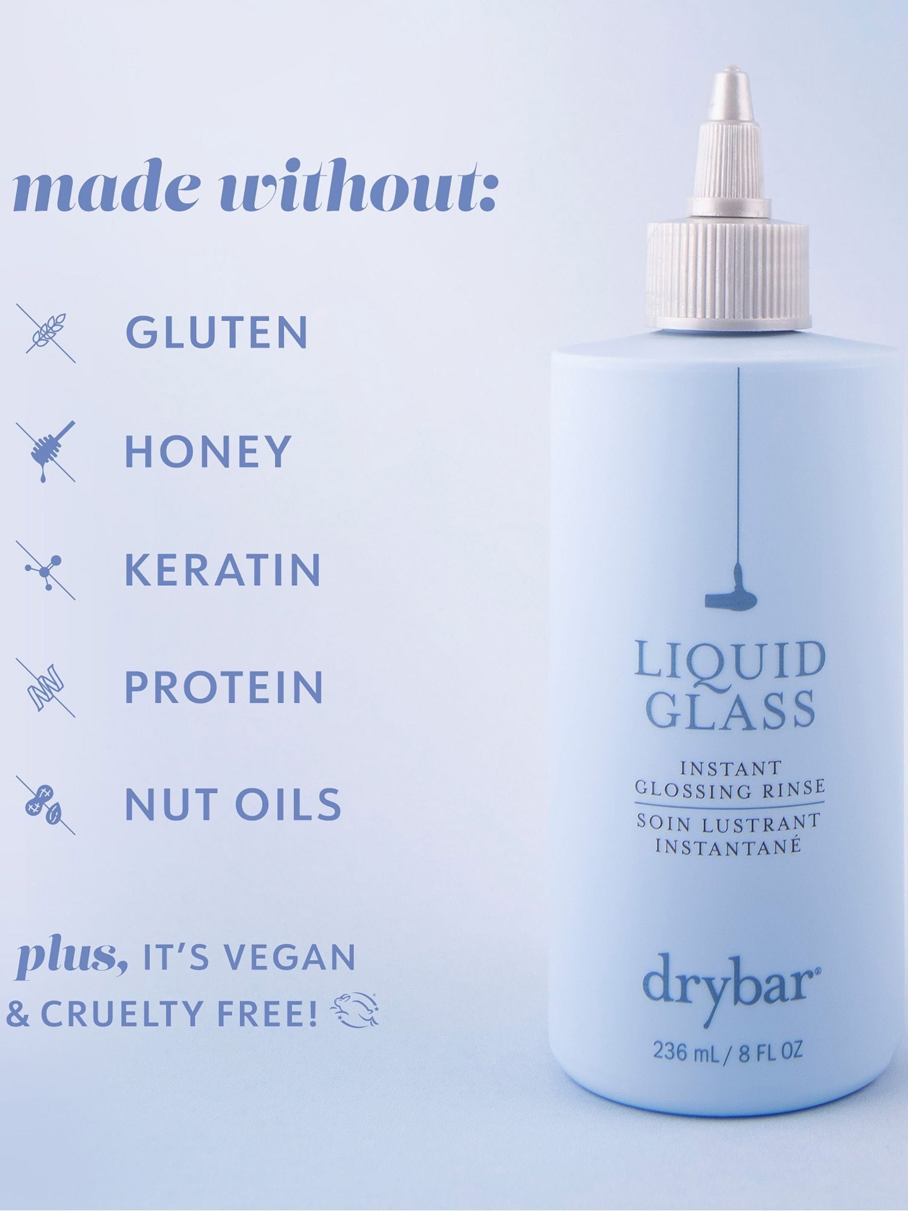 Drybar Liquid Glass glossing rinse haircare, imported from the UK
