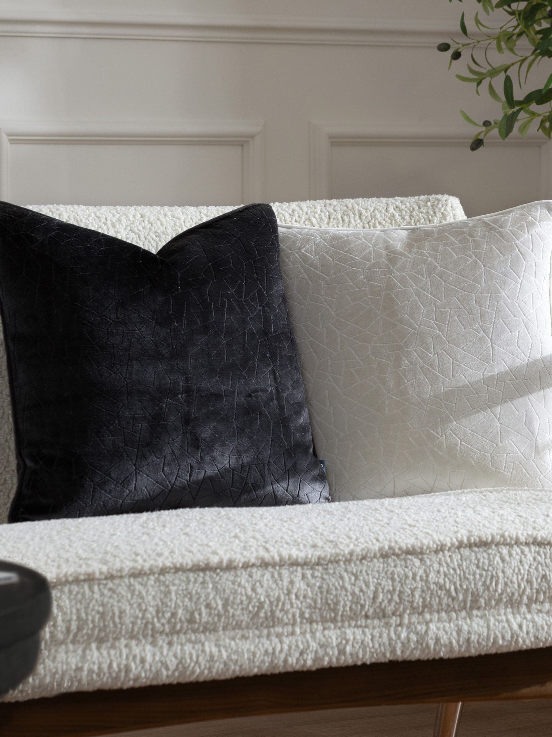 HÖEM piped velvet cushion 45cm - British product