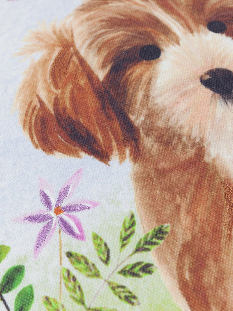 Evans Lichfield Daisy Hill Charlie Cockapoo printed cushion, imported from the UK