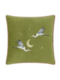 Paoletti Olive Moonlit Flight embroidered cushion 45x45cm - British product