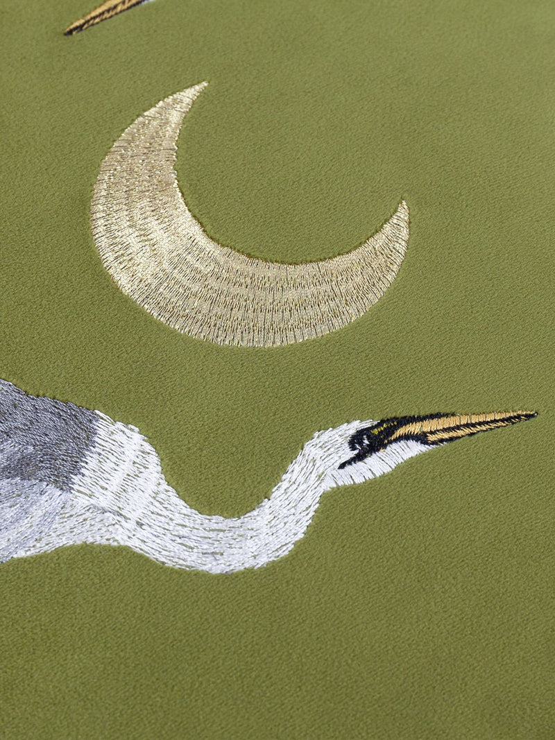 Paoletti Olive Moonlit Flight embroidered cushion 45x45cm - British product
