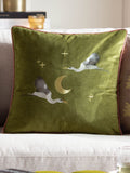 Paoletti Olive Moonlit Flight embroidered cushion 45x45cm - British product