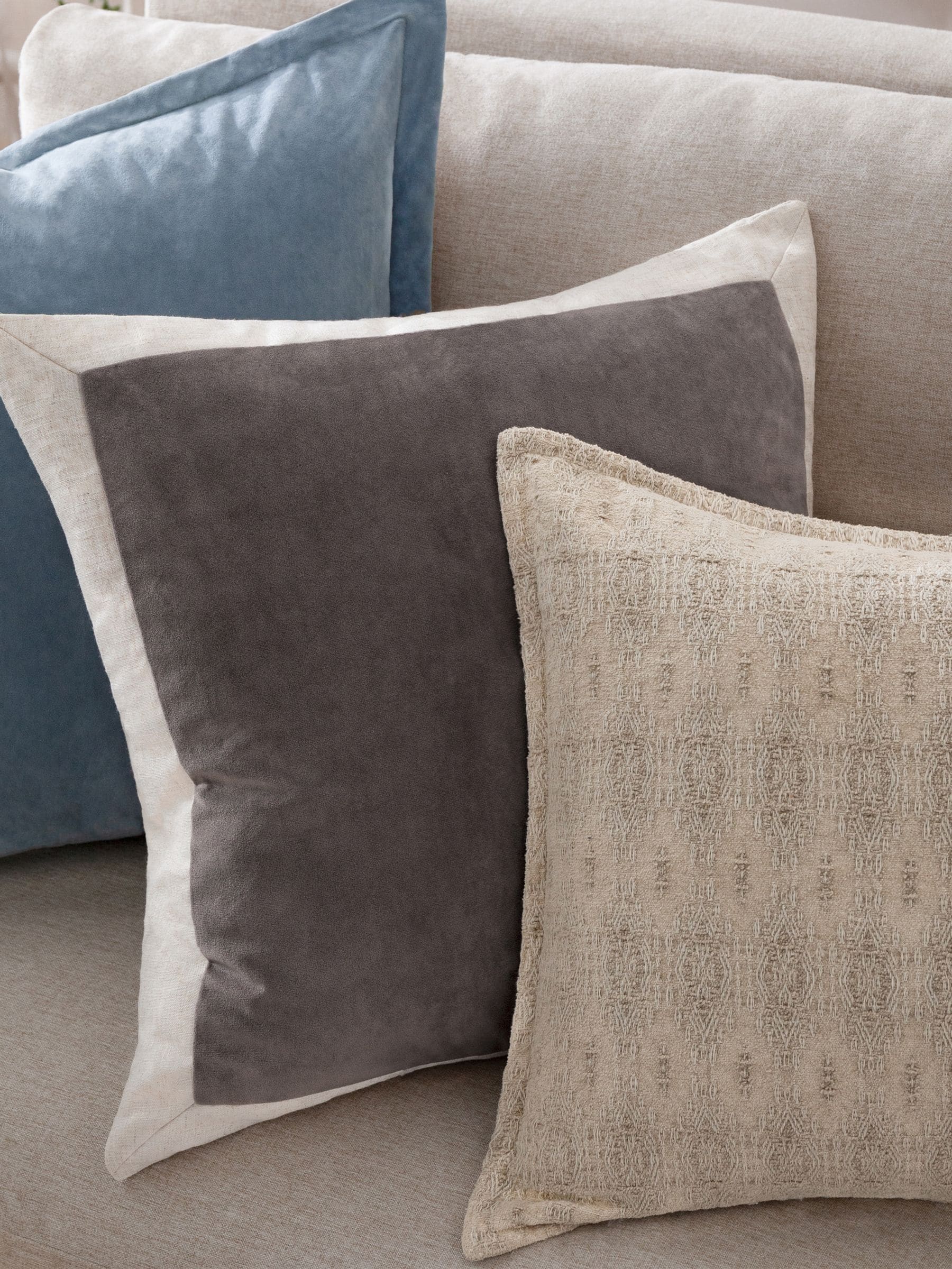 Yard taupe Auden velvet cushion 50cm (British brand)