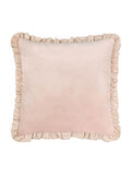Wylder Solene pink velvet cushion with ruffle trim (British brand)