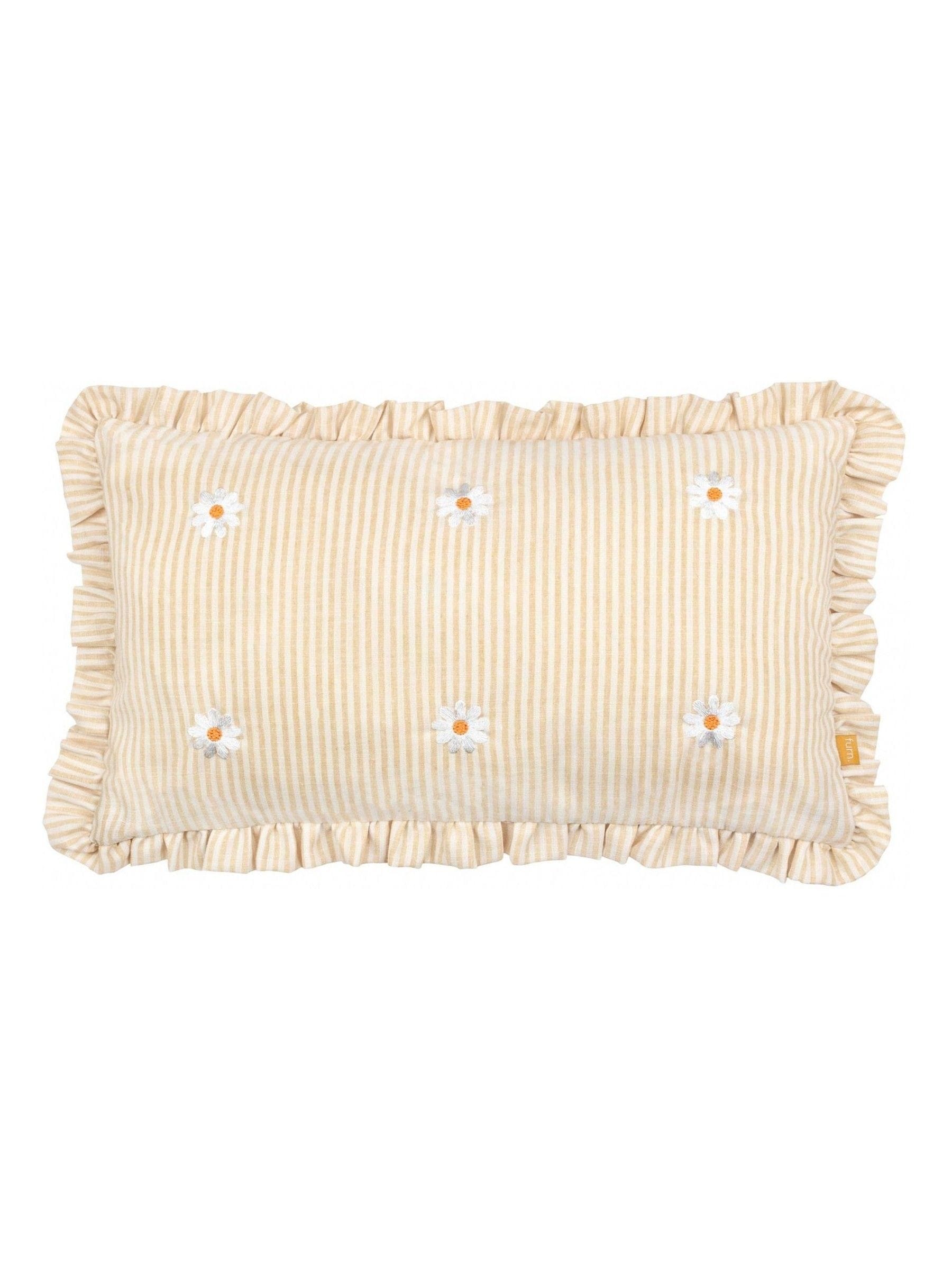 Furn Daises embroidered ruffle cushion 30x50cm UK version