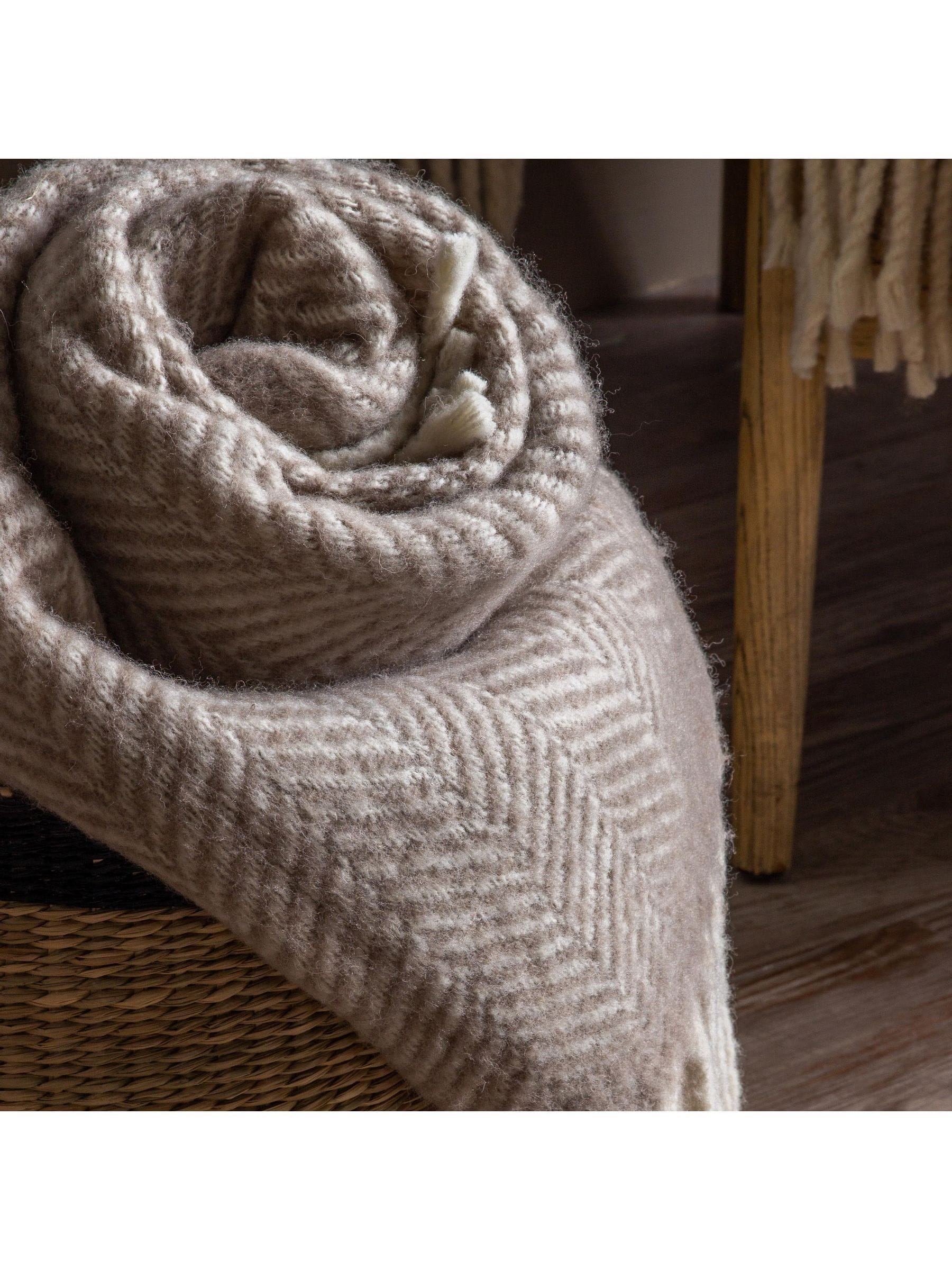 Gallery Home wool throw herringbone design, imported from the UK