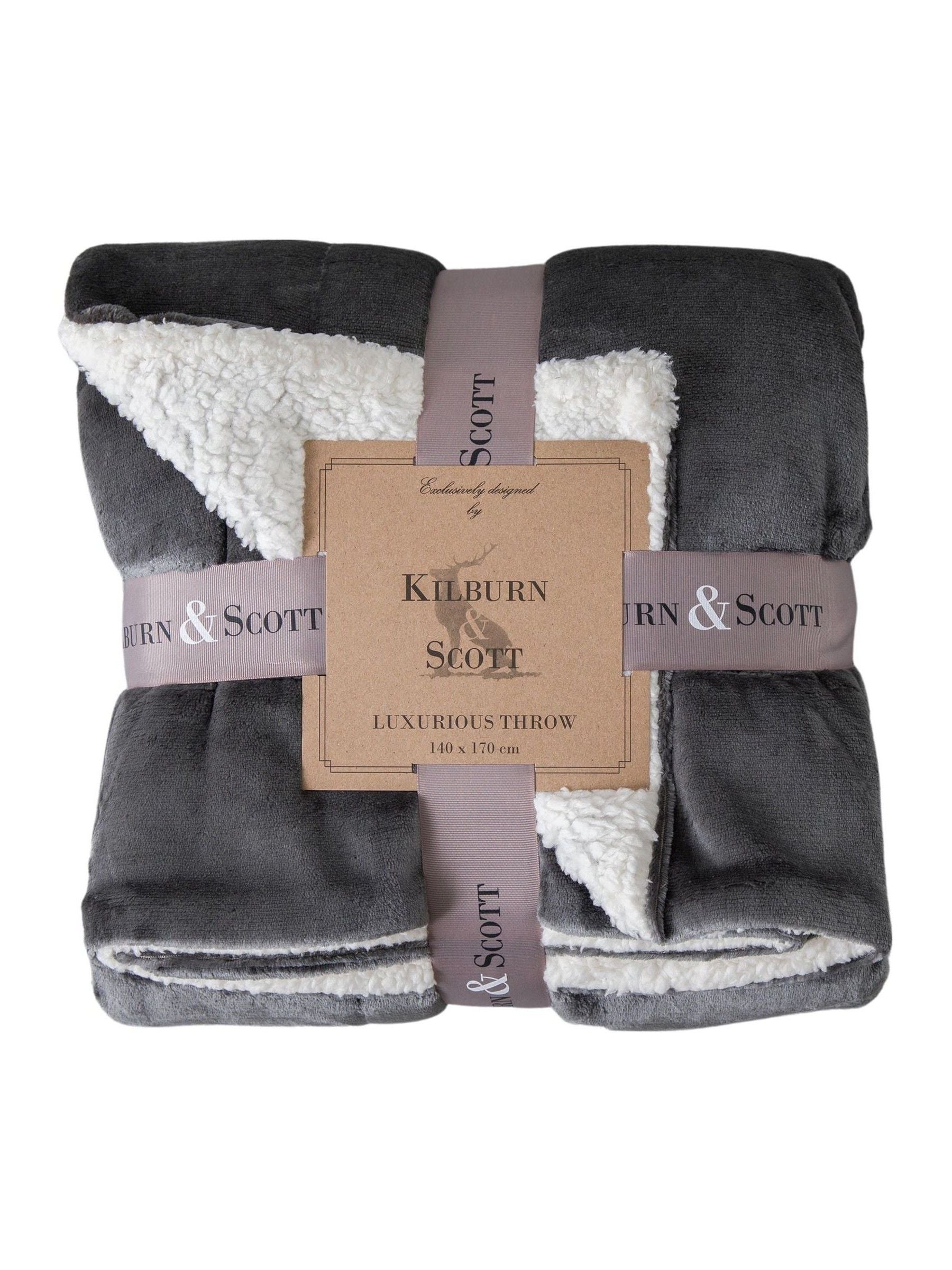 Gallery Home grey sterling sherpa throw 200x140cm - British product