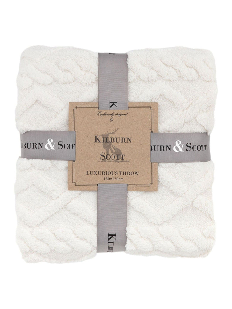 Gallery Home cable knit throw cream texture - British product