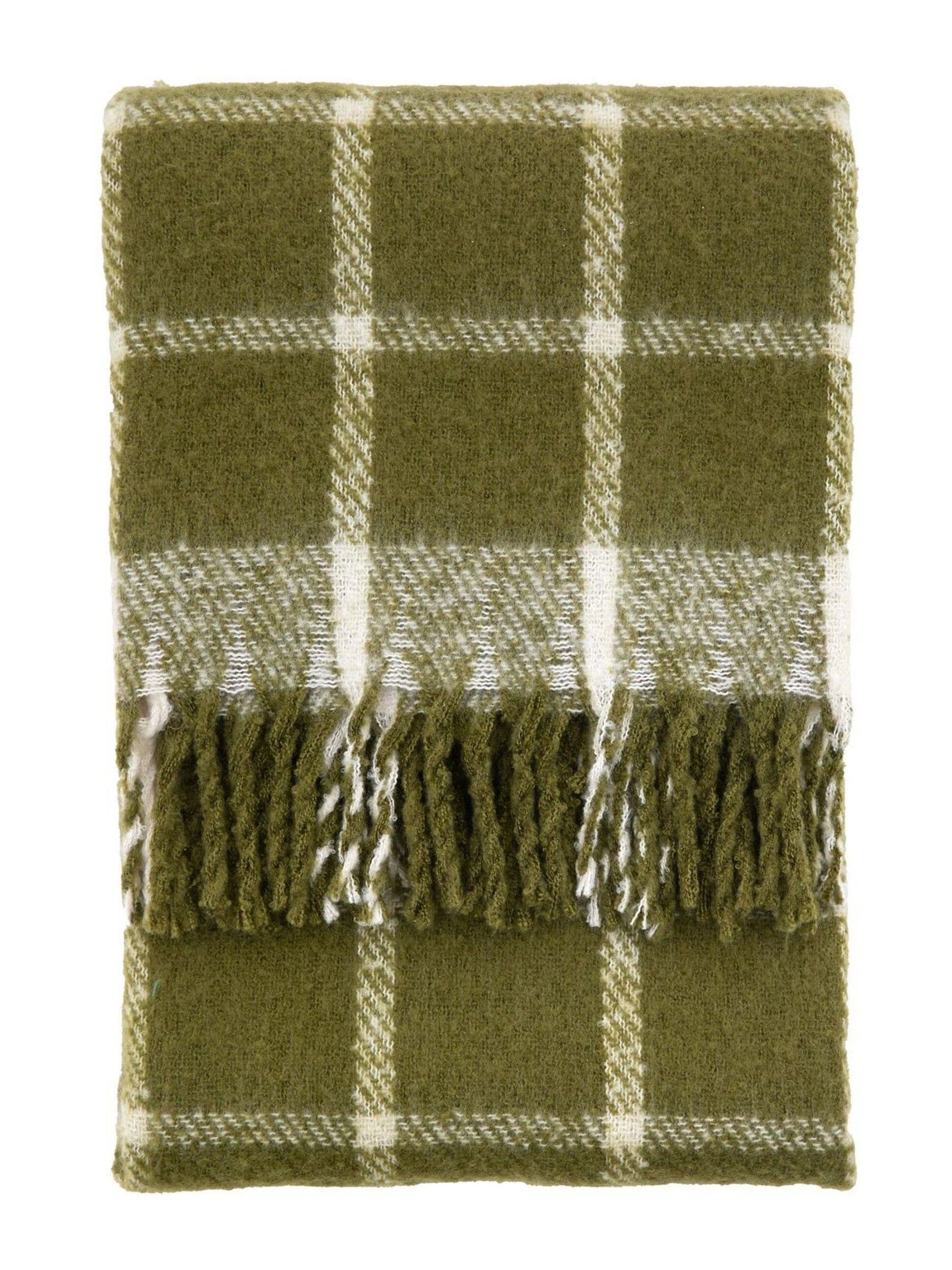 Gallery Home green poly check throw 200x130cm, imported from the UK