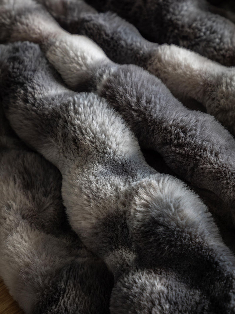 Gallery Home grey marshmallow marble rabbit faux fur throw, UK version