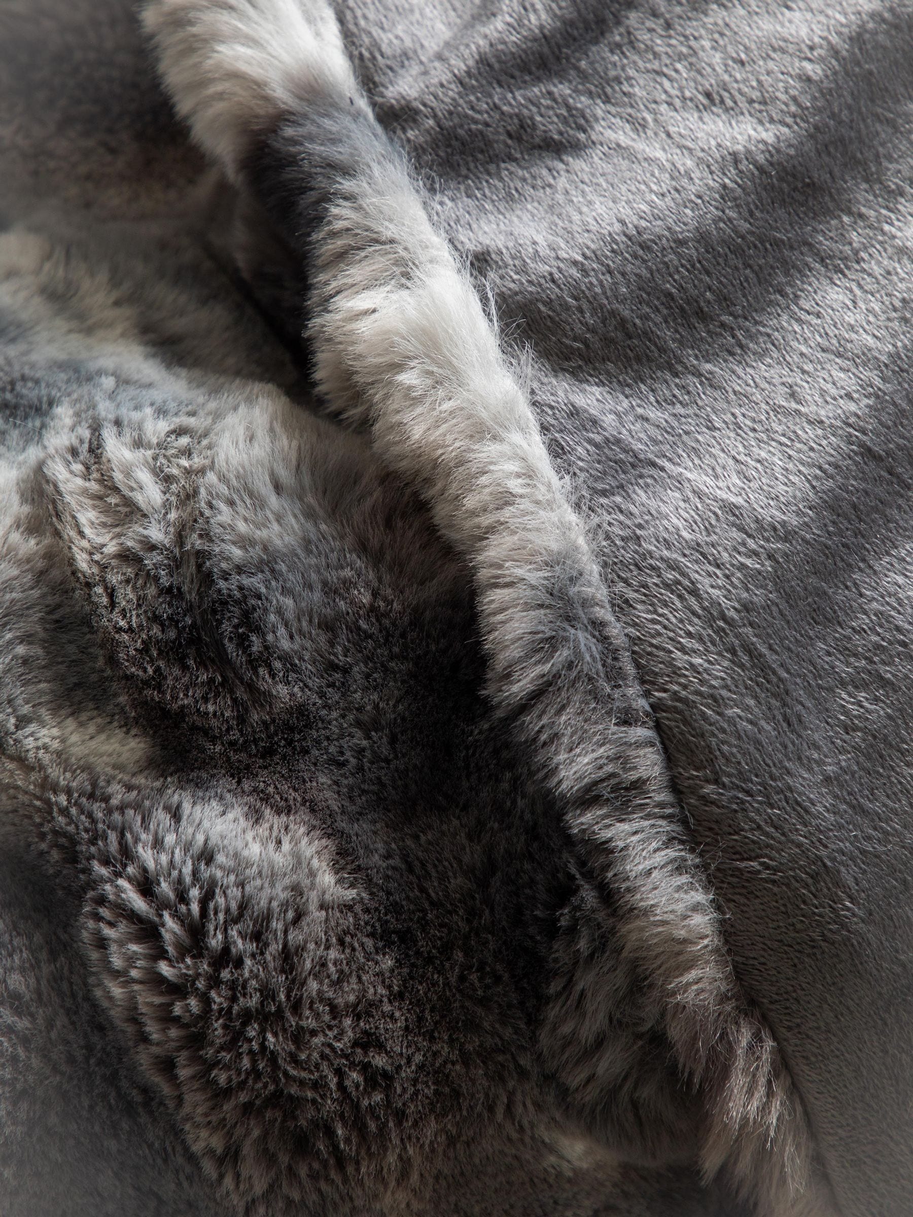 Gallery Home grey marshmallow marble rabbit faux fur throw, UK version
