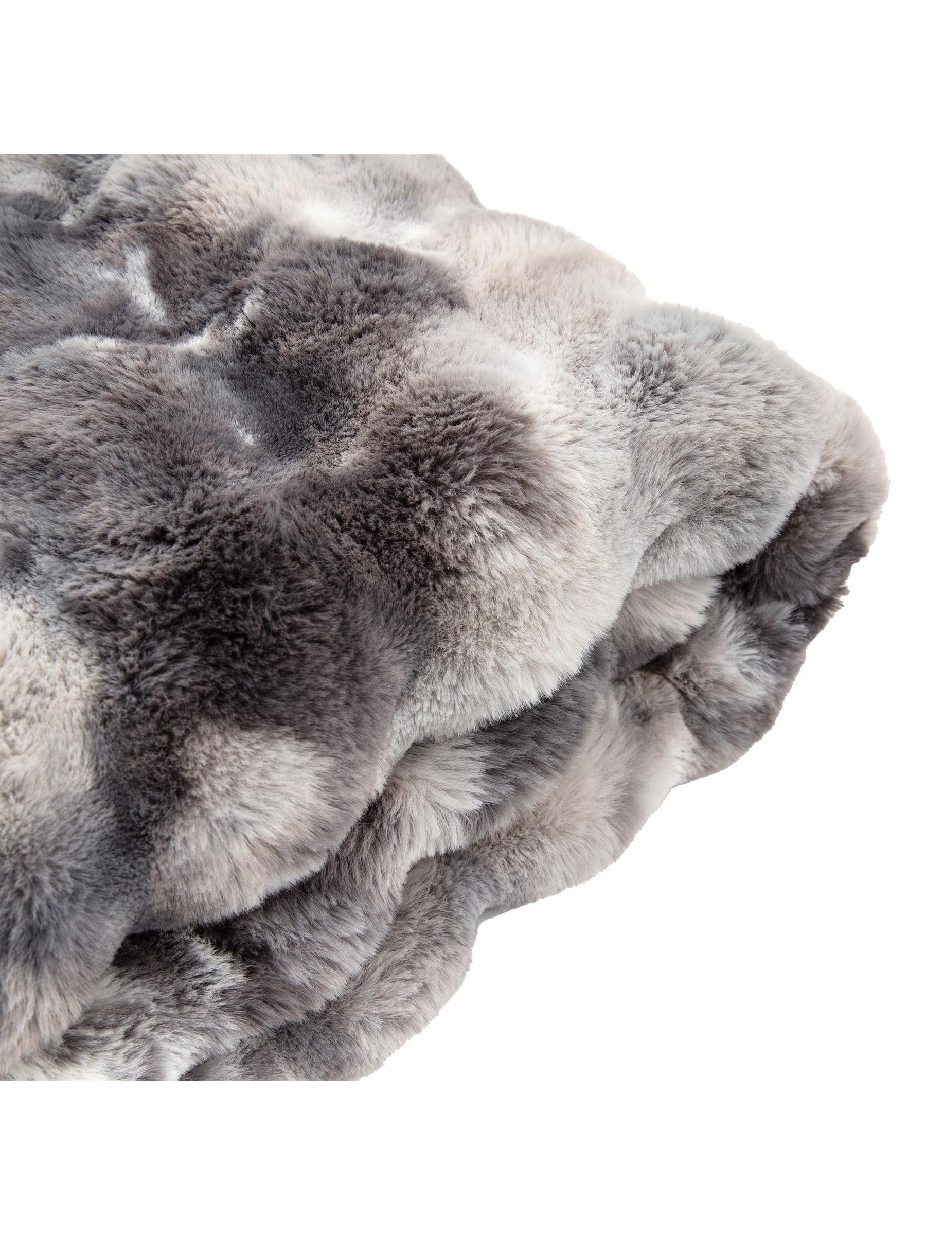 Gallery Home grey marshmallow marble rabbit faux fur throw, UK version