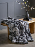 Gallery Home grey marshmallow marble rabbit faux fur throw, UK version