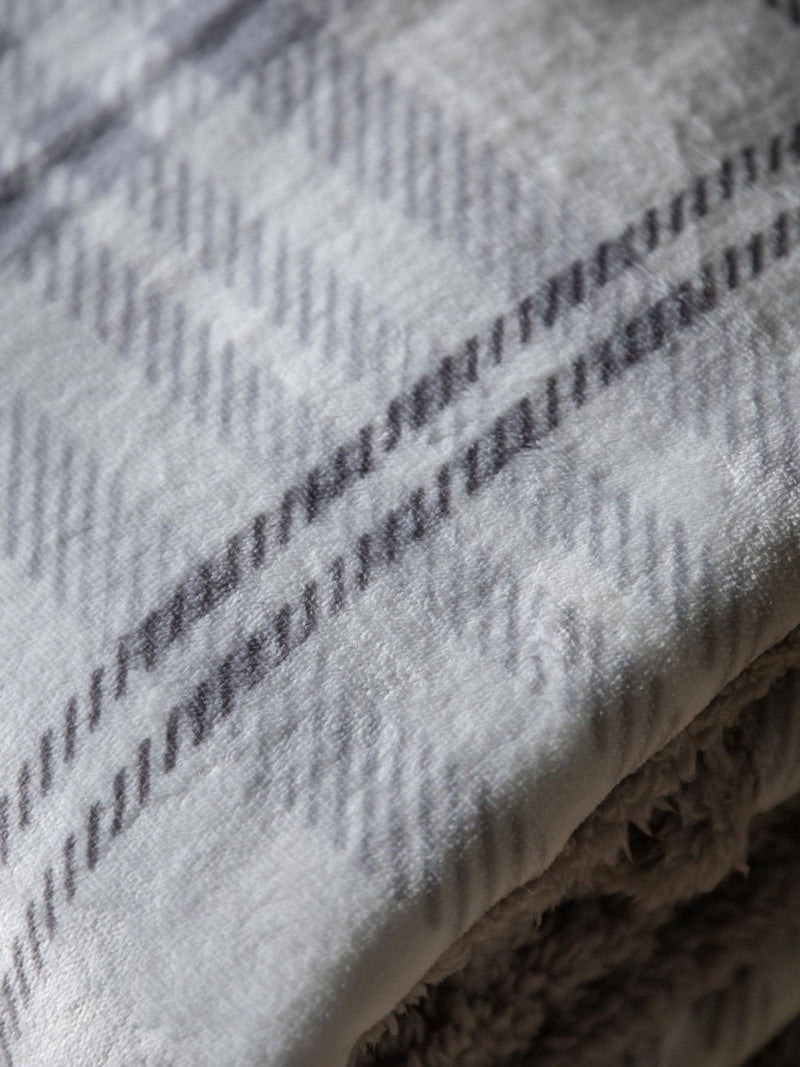Gallery Home grey tartan sherpa throw blanket, UK version