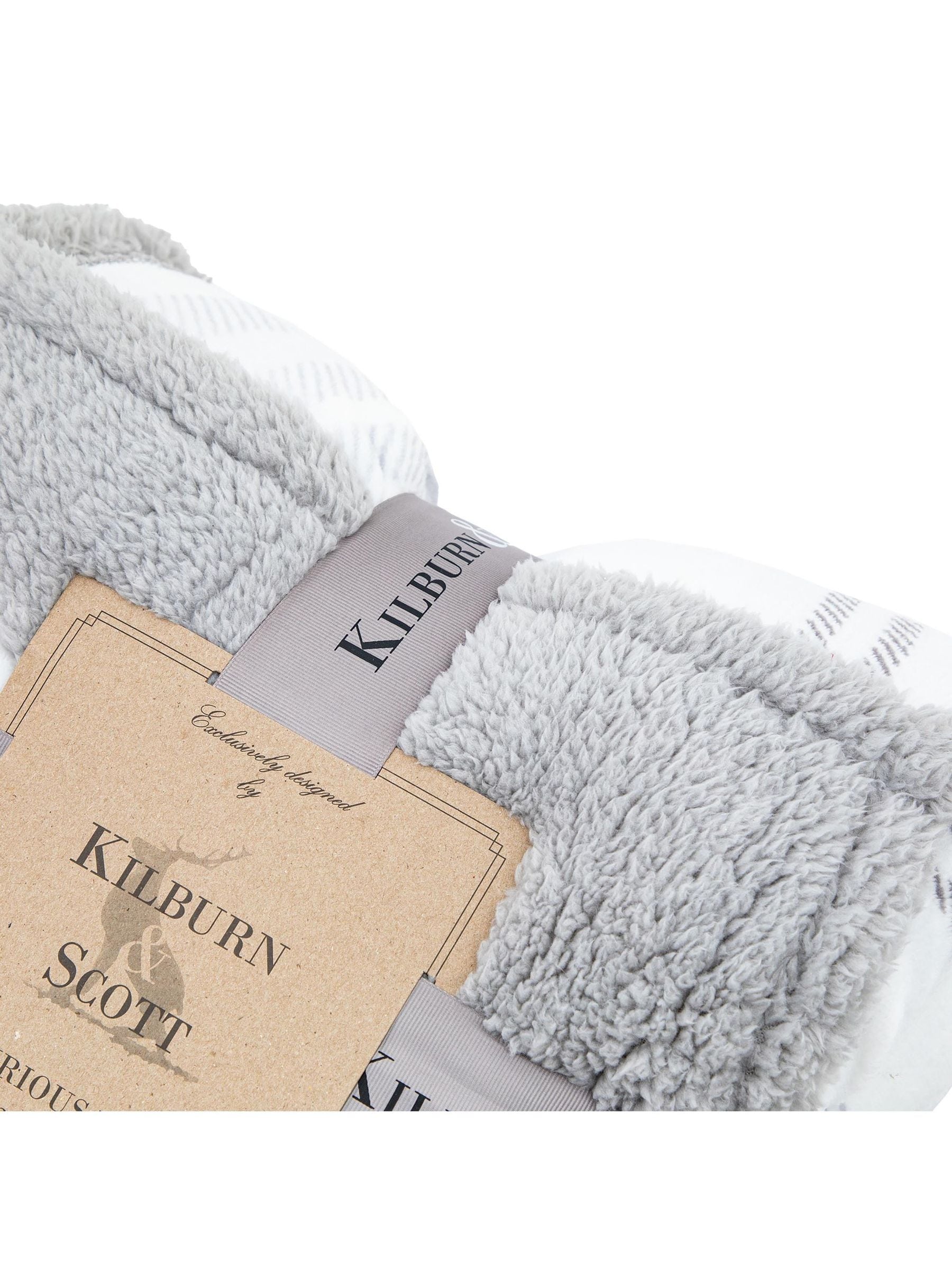 Gallery Home grey tartan sherpa throw blanket, UK version