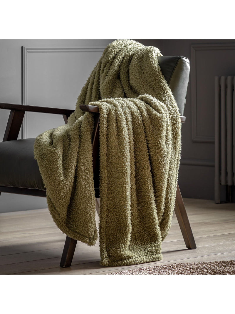 Gallery Home Green Teddy Fleece Throw - British product