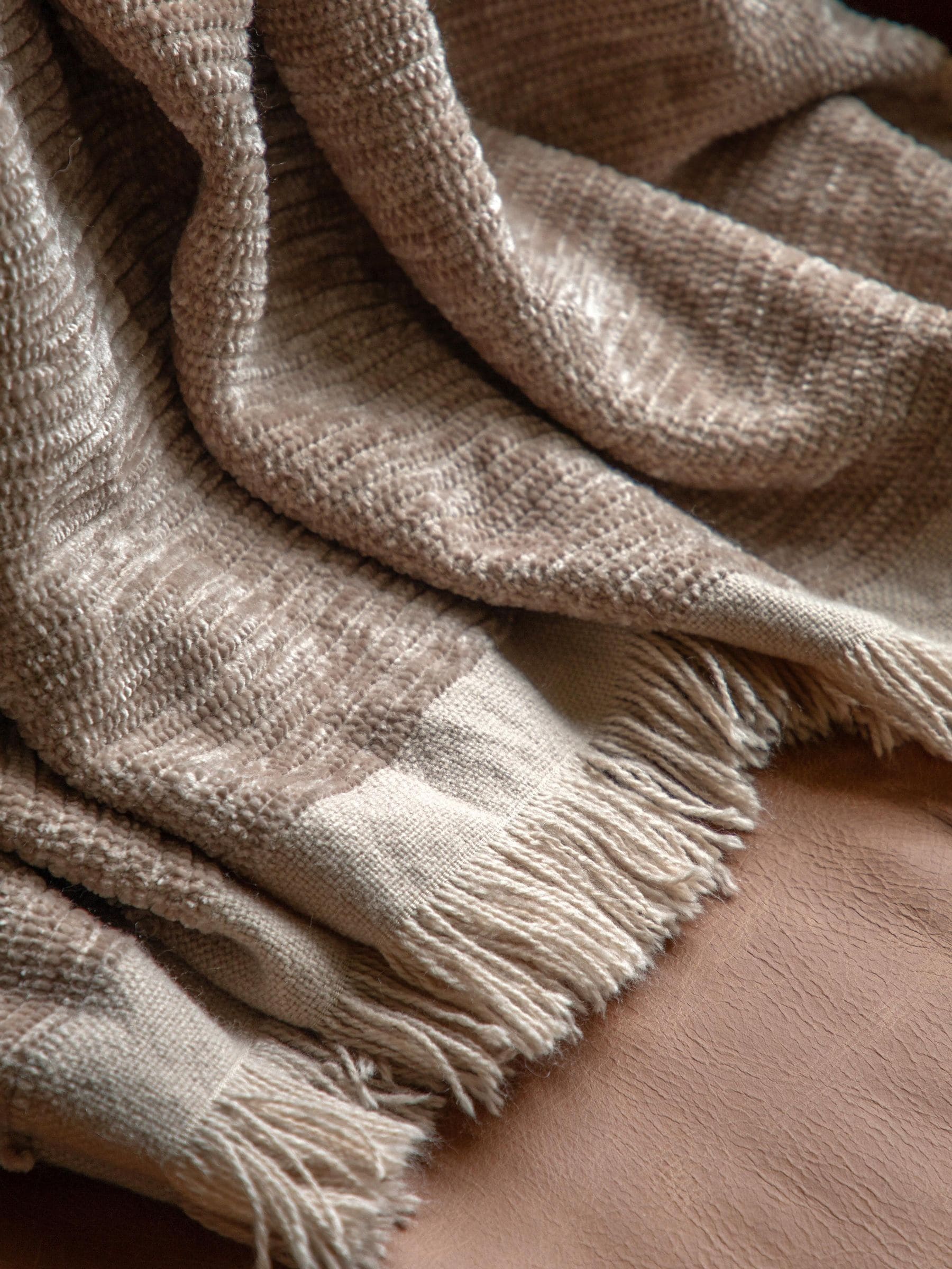 Gallery Home natural willow chenille throw blanket (British brand)