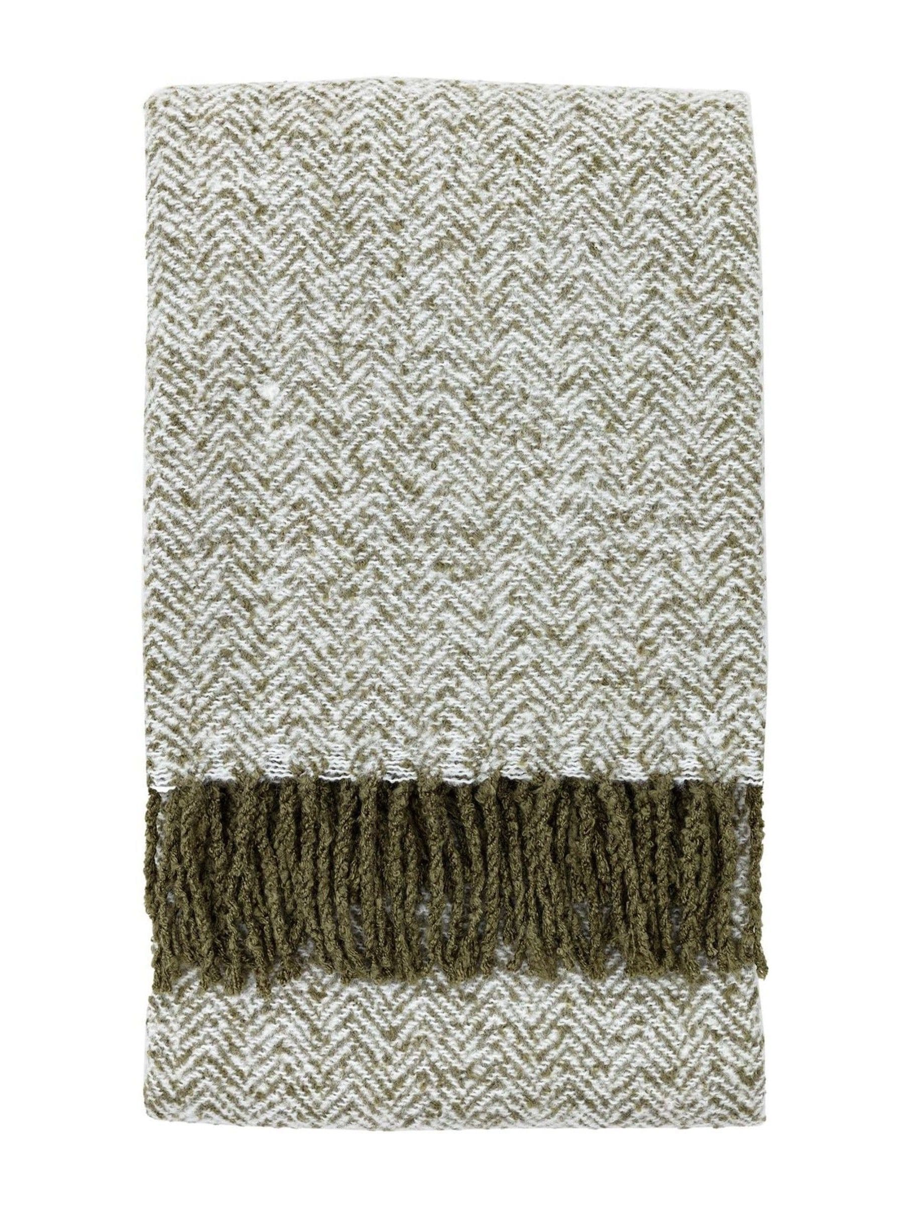 Gallery Home green herringbone faux fur throw - British product