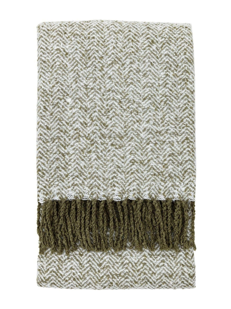 Gallery Home green herringbone faux fur throw - British product