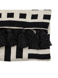 Gallery Home black knitted tassel throw, 200cm by 130cm (British brand)