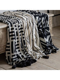 Gallery Home black knitted tassel throw, 200cm by 130cm (British brand)