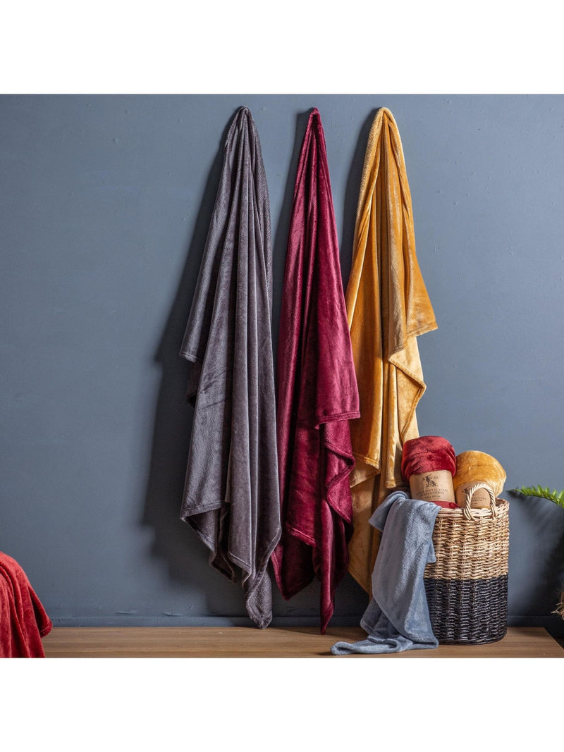 Gallery Home brown flannel fleece throw 200x140cm (British brand)