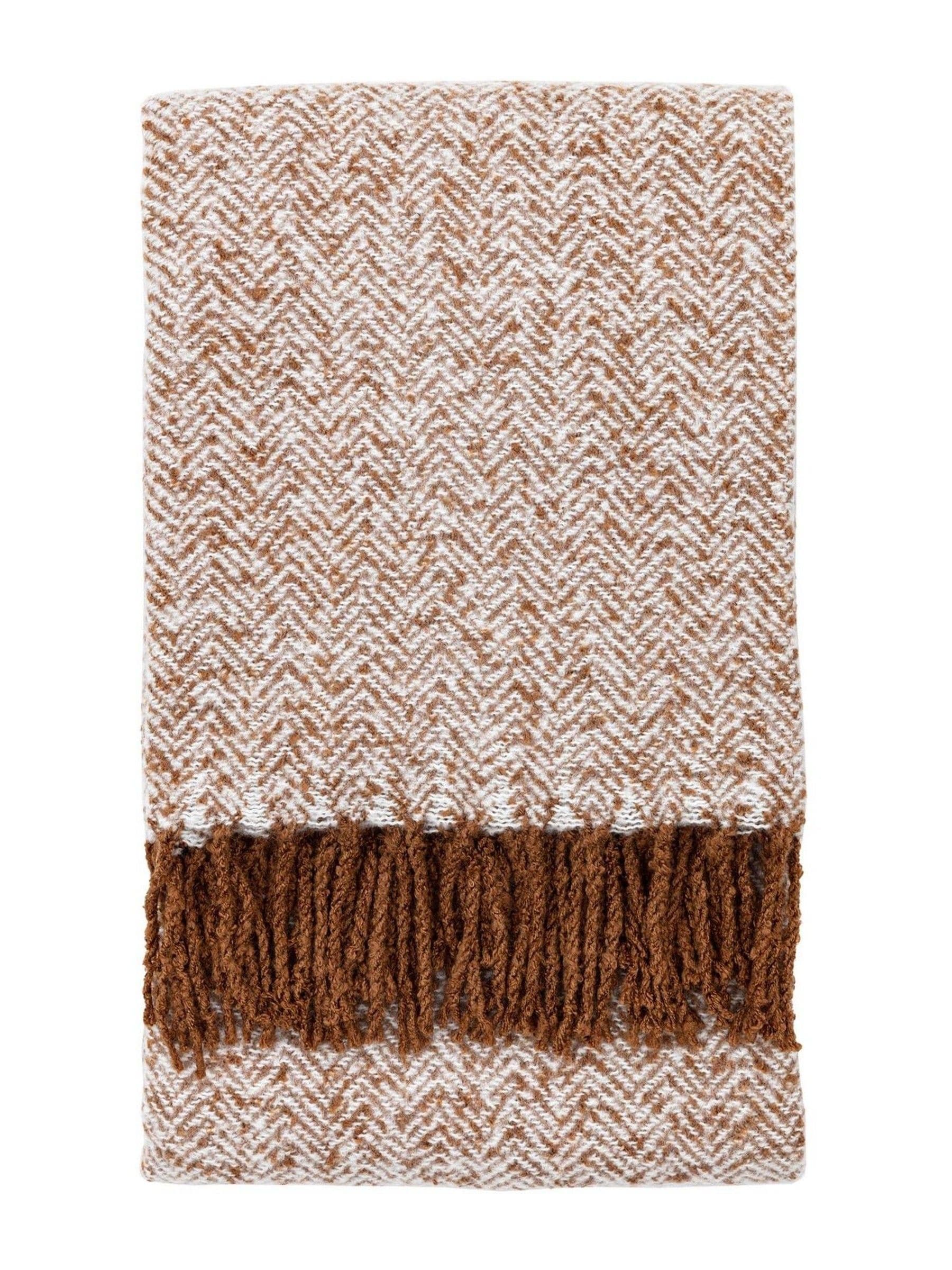 Gallery Home brown herringbone throw 200x180cm - British product