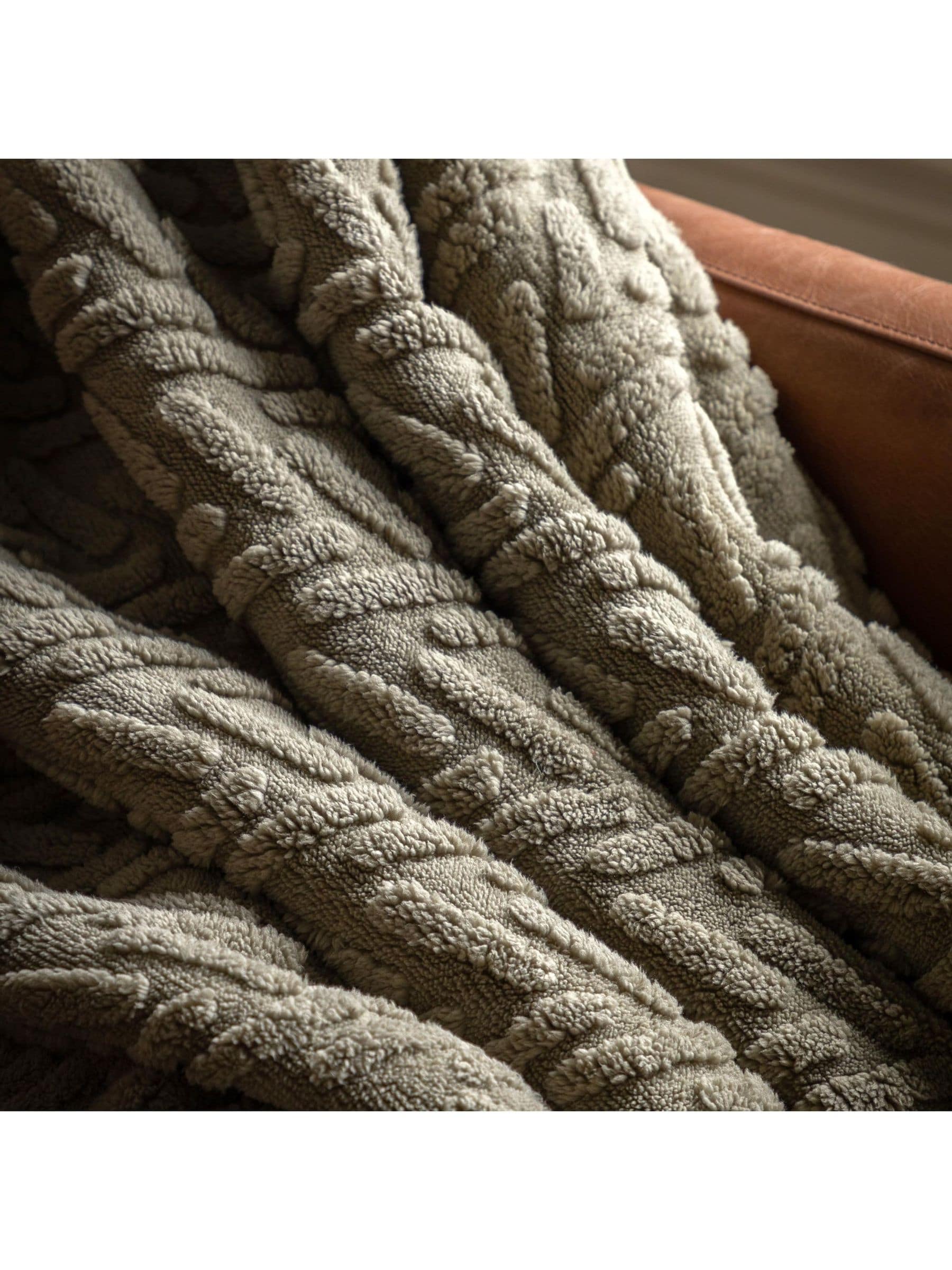 Gallery Home green herringbone Sherpa throw 200x140cm, imported from the UK