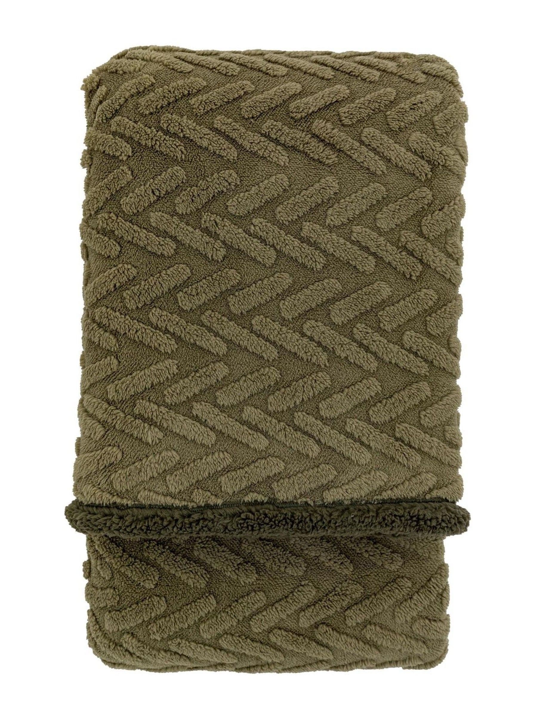Gallery Home green herringbone Sherpa throw 200x140cm, imported from the UK