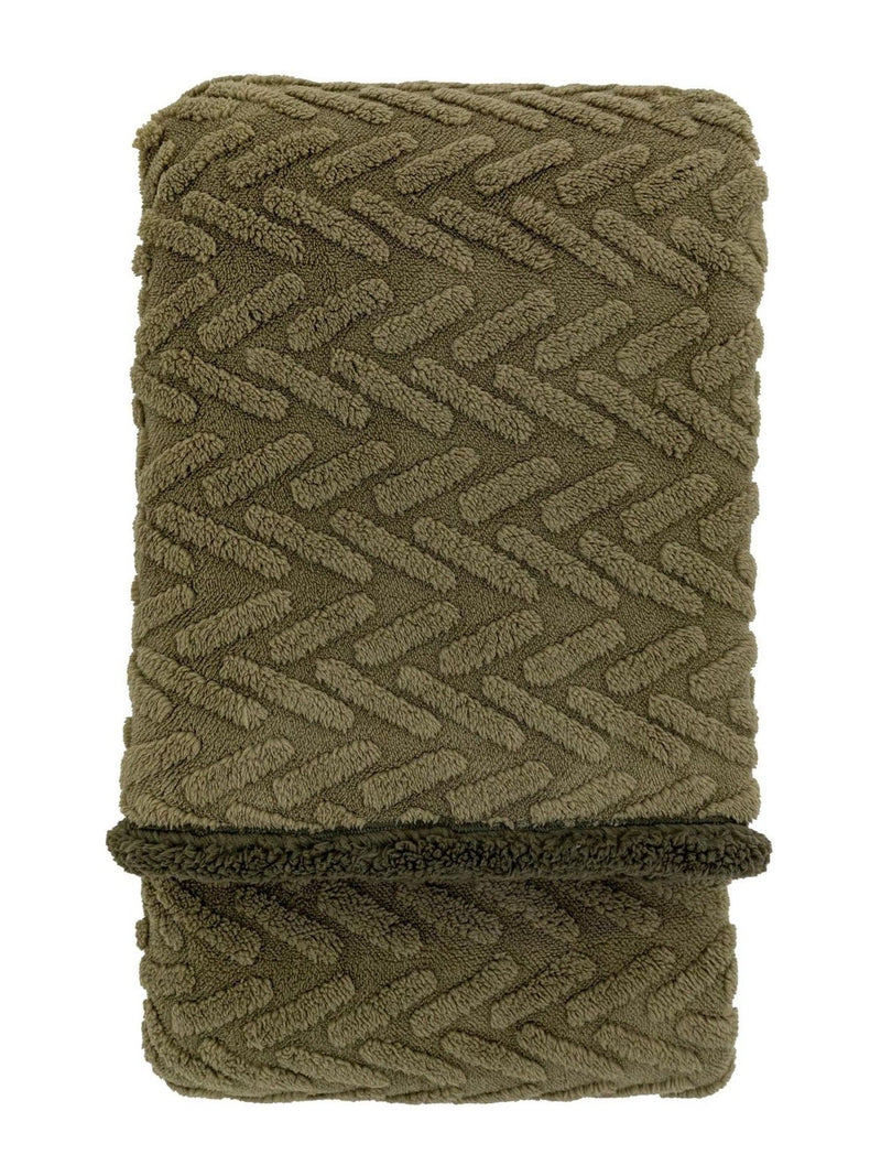 Gallery Home green herringbone Sherpa throw 200x140cm, imported from the UK