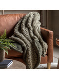 Gallery Home green herringbone Sherpa throw 200x140cm, imported from the UK