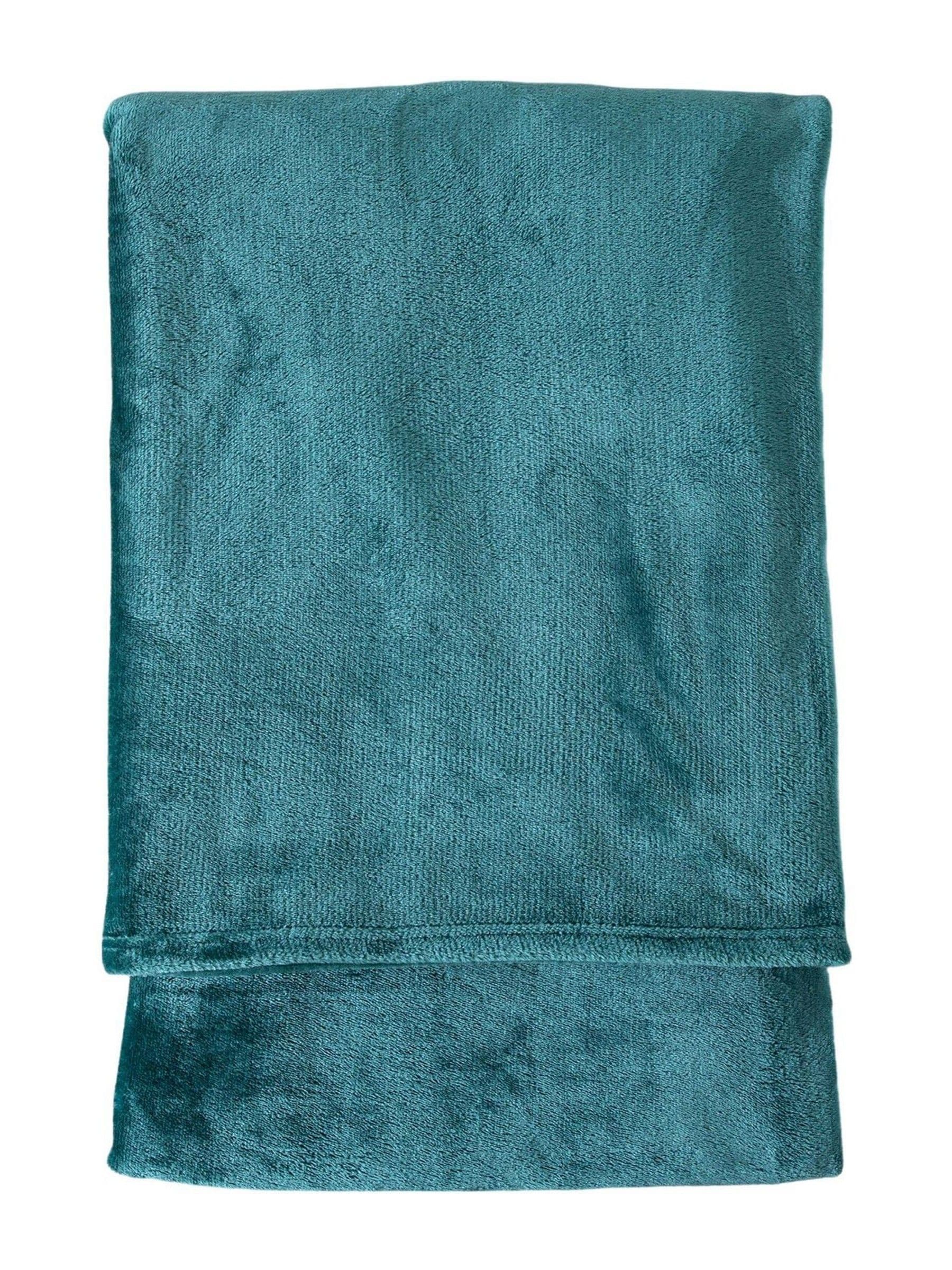 Gallery Home teal flannel fleece throw, imported from the UK