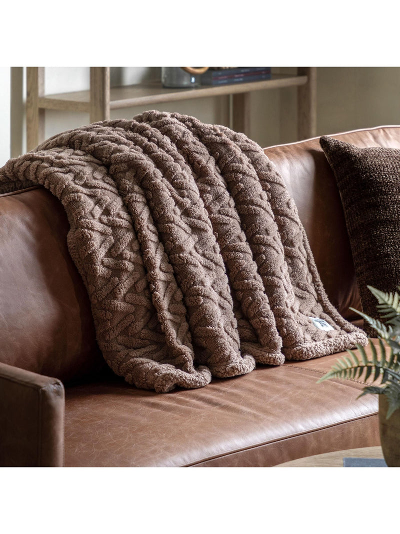 Gallery Home Sherpa throw black herringbone 140x200cm, UK version