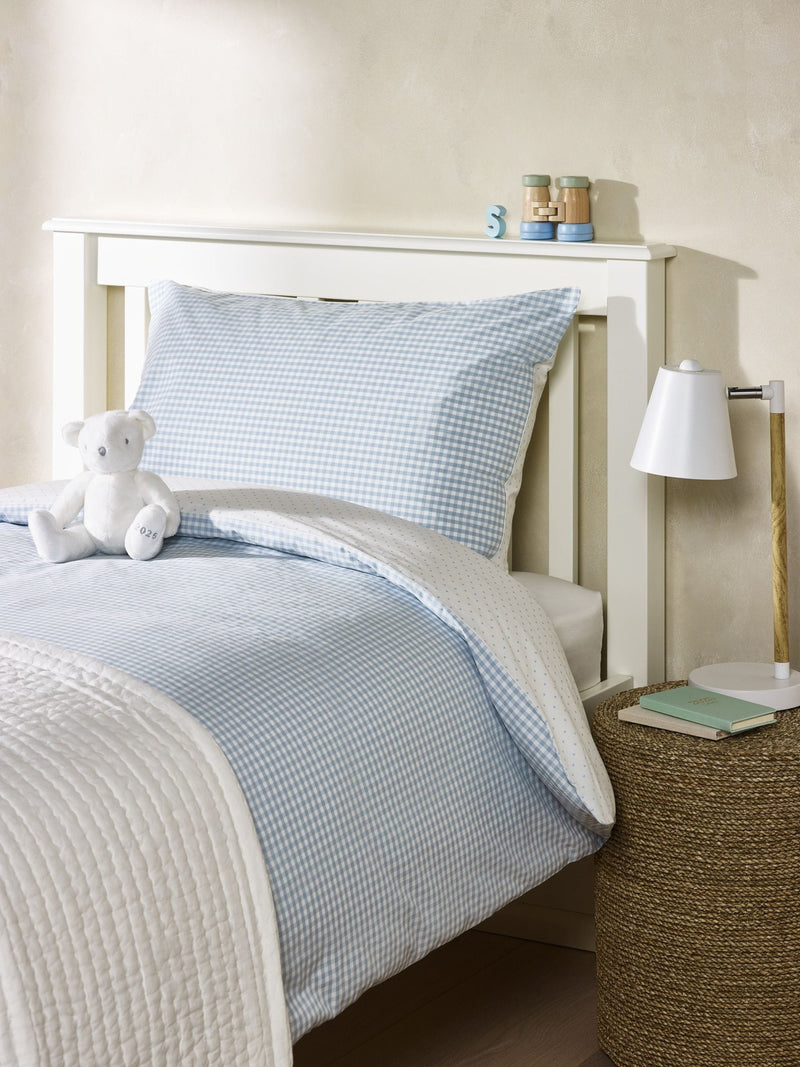 The White Company cloud blue reversible gingham pillowcase (British brand)