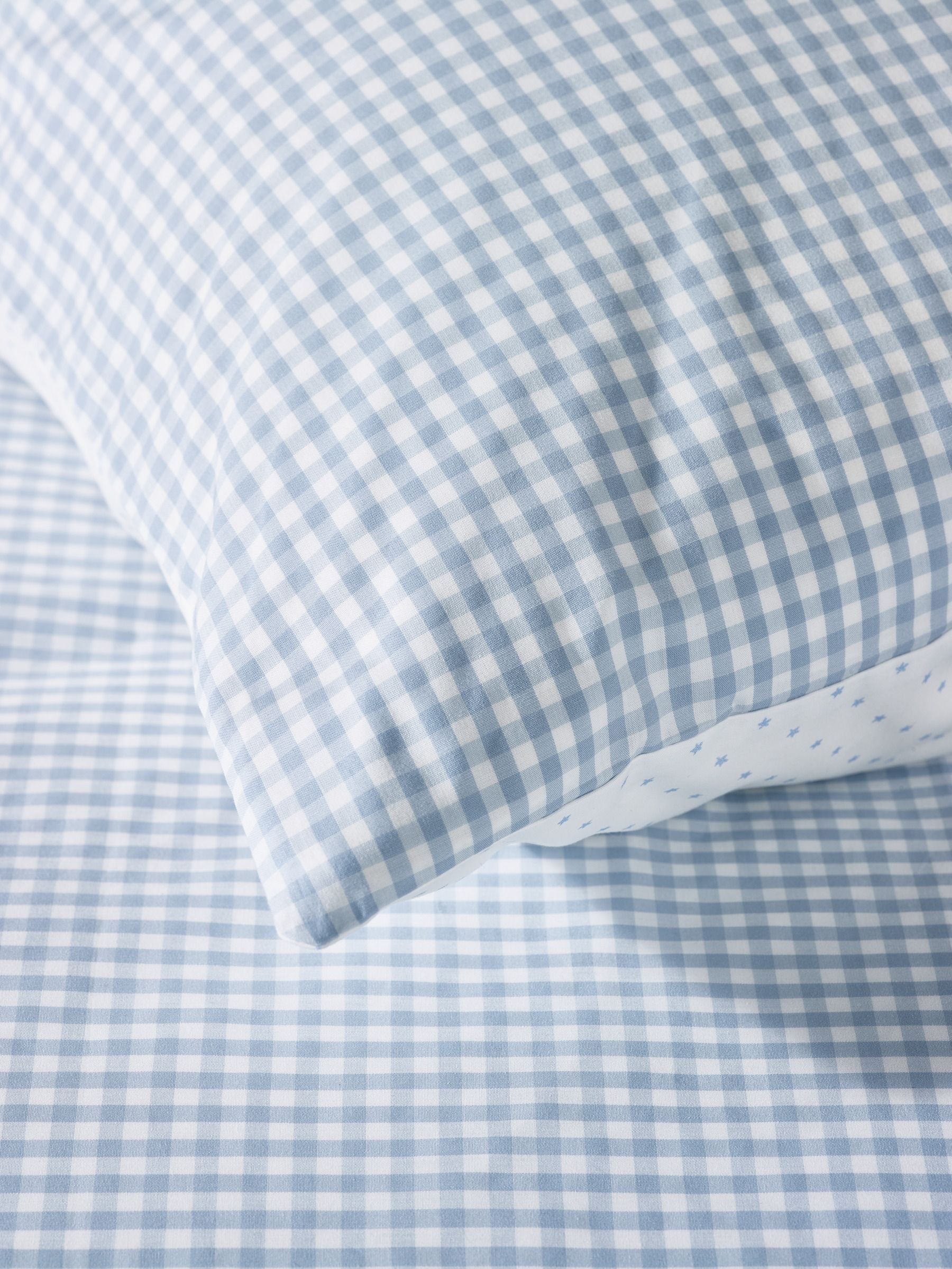 The White Company cloud blue reversible gingham pillowcase (British brand)
