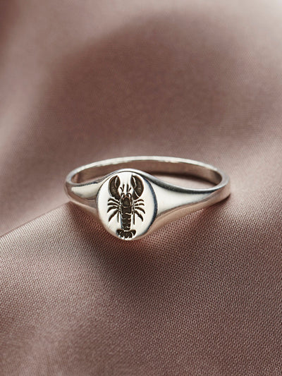 Posh Totty Designs Personalisierter Sterling Silber Hummer Siegelring